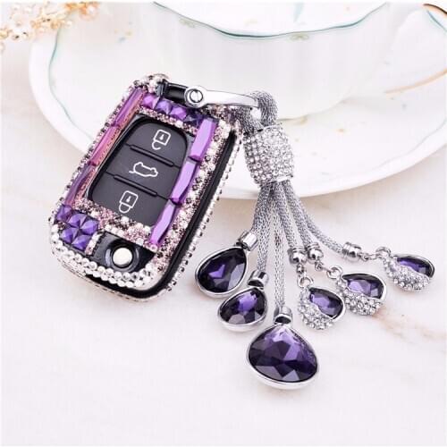 Key cover new Diamond for Kia Ceed Picanto Sportage for hyundai i20 i30 ix35 car key case smart holder cover keychain car holder