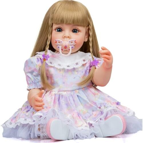 NPK 55CM Sue-SueToddler Girl Princess FUll body Silicone Reborn Hand-detailed Paiting waterproof Toy for Girls