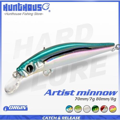 Hunthouse minnow jerkbait artist hard lures sea bass 2020 sinking wobblers fishing lure bait 70mm 7g 80mm 8.5g isca de pesca