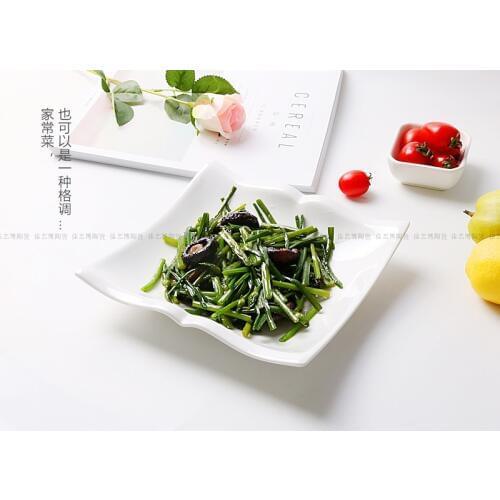 Hotel supplies pure white ceramic tableware, square soup plate, deep dish, home dish, personalized creative Bone China dish