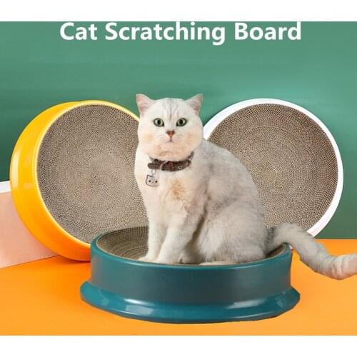 Durable Cat Toys Round Kitten Scratching Cardboard Cat Claw Grinder With Replaceable Corrugated Paper Board Cat Toy Pet Supplies
