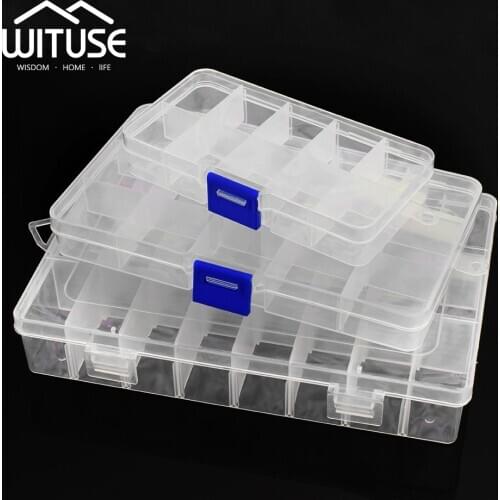 Adjustable Plastic 10/15/24 Grids Jewelry Storage Box Craft Organizer Earring Bead Screw Holder Case Display Organizer Container