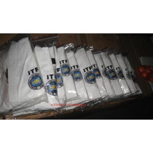 Promotional genuine ITF full embroidery clothing standard plain zipper of Taekwondo students size can be customized for dan