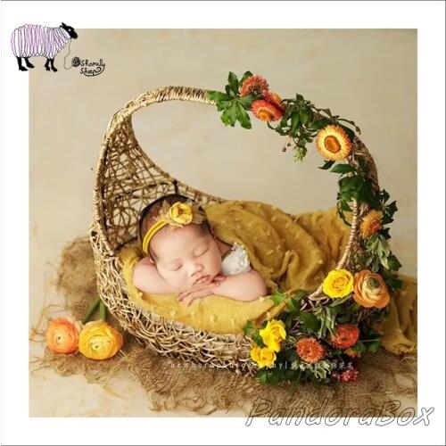 Newborn Posing Photography Props Handmade Basket Baby Boy Girl Photo Shoot Studio Rattan Basket Prop Newborn bebe foto Accessory
