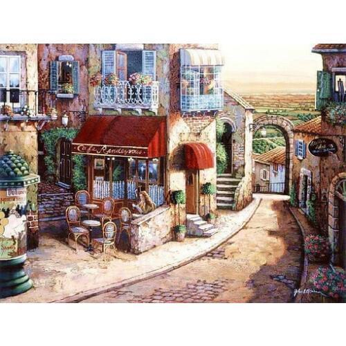 Needlework,Cross stitch,14CT Unprinted Bricolage romantic town scenery for Embroidery kit Cross-Stitching,DIY Handmade decor