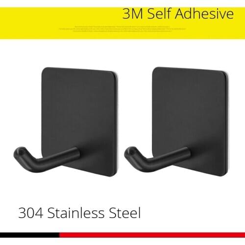 3M Sticker Adhesive Stainless Steel Wall Mount Holder Hook 1pc Door Clothes Coat Hat Hanger Hanger Towel Clothes Robe Rack
