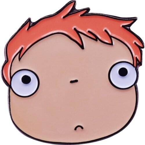 Cute Ponyo Face Brooch Pin Studio Ghibli Anime Fan Art Classic Collection