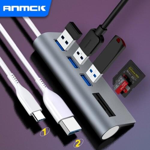 Anmck 5 Port USB C Hub with SD Card Reader for Laptops Macbook Pro USB Splitter Adapter USB 2.0 Hub for PC Computer Accessorie
