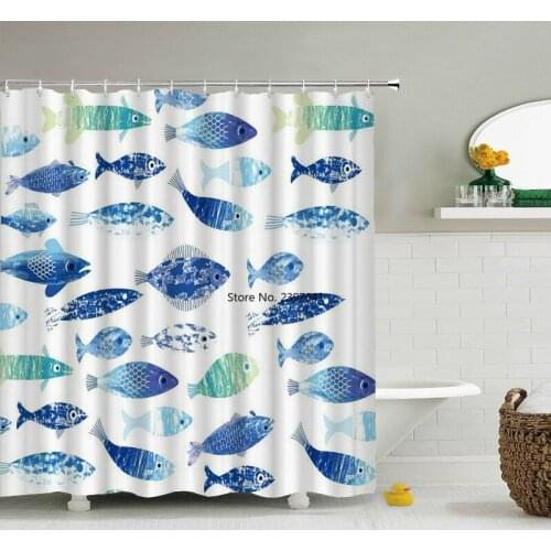 3d Shower Curtains Bathroom Waterproof Cartoon lovely Fish Child Bathroom Curtains 180X240cm Fabric Printing Bath Screen Mat