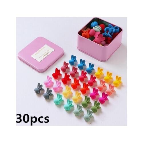 Fashion 50/30Pcs Mini Hair Claw Flower Clip Rabbit Bunny Ear Hairpin Crown Heart Shape Claws Girl Hair Accessories With Tin Box