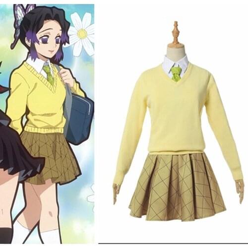 HISTOYE The Comic Cartoon Kimetsu no Yaiba Demon Slayer Costume Kochou Shinobu Cosplay Clothing for Women Halloween Party