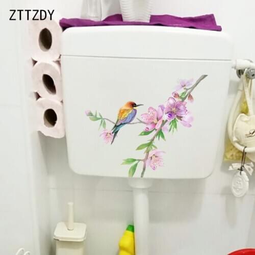 ZTTZDY 24.3CM×20.8CM Exquisite Color Ink Painting WC Toilet Sticker Classic Home Wall Decoration T2-0988