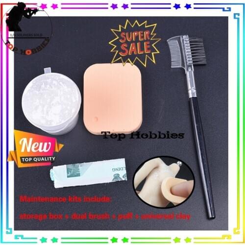 1/6 Scale Dusting Flour Set Protection Care Maintenance Tools Dual Brush+Puff+Universal clay Fit 12" Male/Female action figure