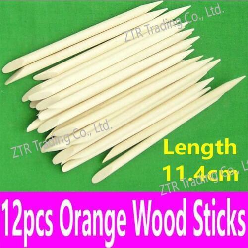 12pcs Orange Wood Sticks Wood Cuticle Pusher Cuticle Remover Dotting Tools Manicure Pedicure Tools Equipment Wholesale 11.4cm
