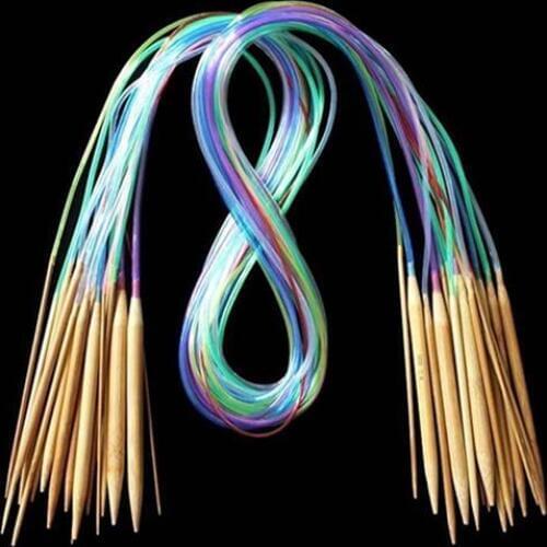 18Pcs 18 Sizes Tube Circular Carbonized Bamboo Knitting Needles Pins 40cm-120cm