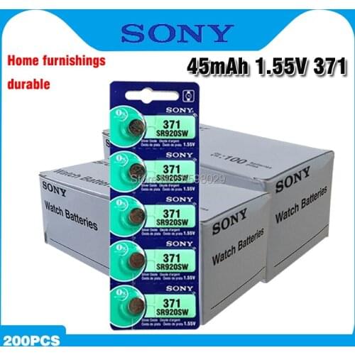 200pcs Sony 45mAh 1.55V AG6 371 SR920SW LR920 171 370 L921 LR69 SR920 Button Batteries For Watch Toy Remote Cell Coin Battery
