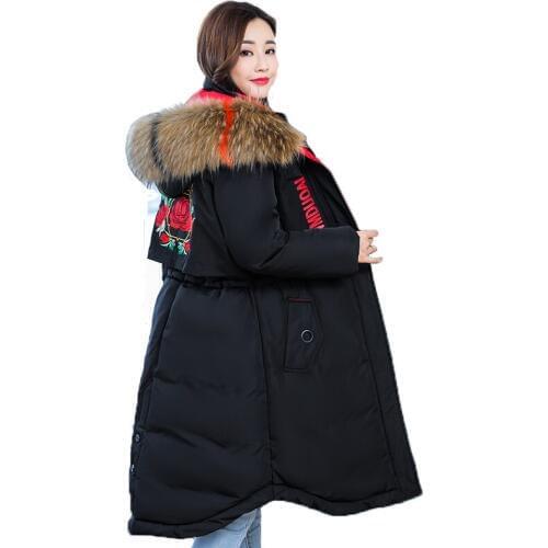 2019 Winter Jacket Women Parka Fashion Winter Warm Jackets Women Fur Collar Coats Long Parkas Hooded Women Cotton Plus Size 5XL