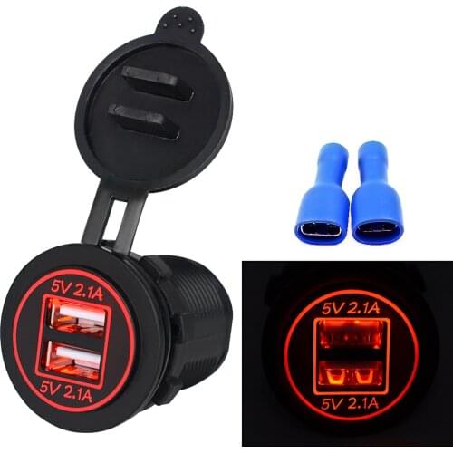 4.2A 5V Waterproof Dual USB Ports Fast Charge Dual USB Charger Socket Power Outlet Adapter for Smartphone Car Boat Marine