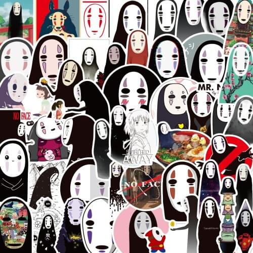 50PCS Cartoon No Face Man Stickers Anime Spirited Away Sticker DIY Children Stationery Laptop Skateboard Guitar Decal Pegatina