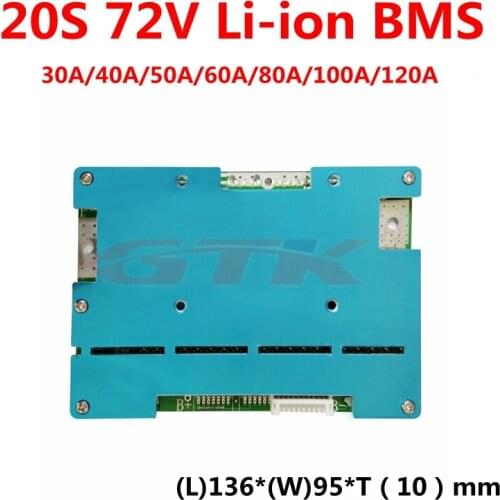 72v bms 20S 30A 40A 50A 60A 80A 100A 120A protection board for 3.7v li polymer li-ion cell pack 72v electric bike motor