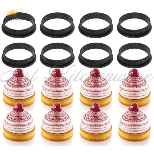 8Pcs or 6pcs Mousse Circle Cutter Decorating Tool French Dessert DIY Cake Mold Perforated Ring Non Stick Bakeware Tart