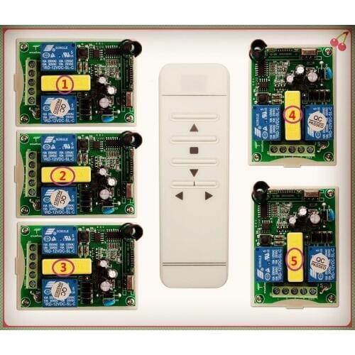 AC 220V intelligent digital RF wireless remote control switch system + 5pcs receiver for projection screen/garage door/blinds