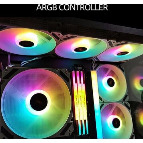 Coolmoon 120mm PWM ARGB PC Case Fan Quiet 4 Pin RGB Cooling Fan for CPU Computer