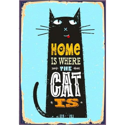 Yard Decoration Tin Sign Metal Sign for Restaurant Cave Beach Hotel Pub Catless Blue Black Color