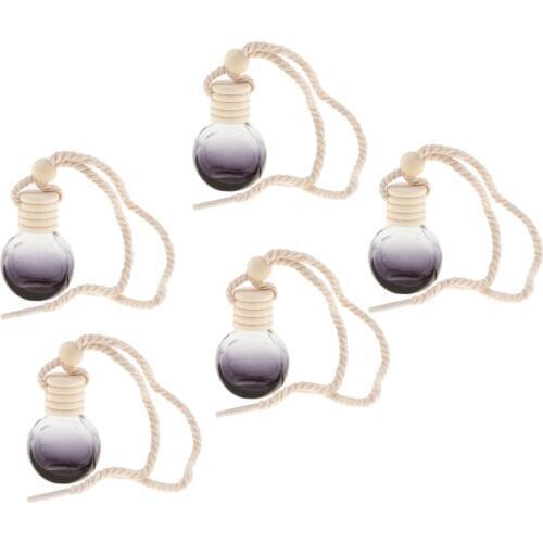 5Pcs 10ml Car Perfume Bottle Car-Styling Car Accessories Auto Ornament Perfume Pendant for Essential Oils Air Freshener Round