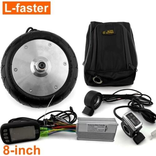24V 150W 8 Inch Electric Scooter Motor Wheel Kit With Brushless Hub Motor 200X50 Solid Tire LCD Screen Display Thumb Throttle