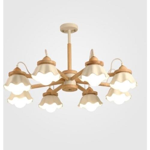 Creative wooden Nordic style living room chandelier simple modern atmosphere home restaurant lamp creative personality bedroom