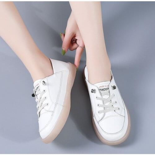 Little White Shoes 2021 Spring and Autumn New Wild Tide Board Shoes Student Soft Bottom Flat Shoes Black and White Womens Shoes