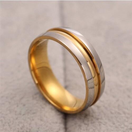 MANGOSKY MANGOSKY 6mm 316L Stainless Steel 14KGP Rings for Men and Women Personalized Ring Customize Ring Engraved Rin