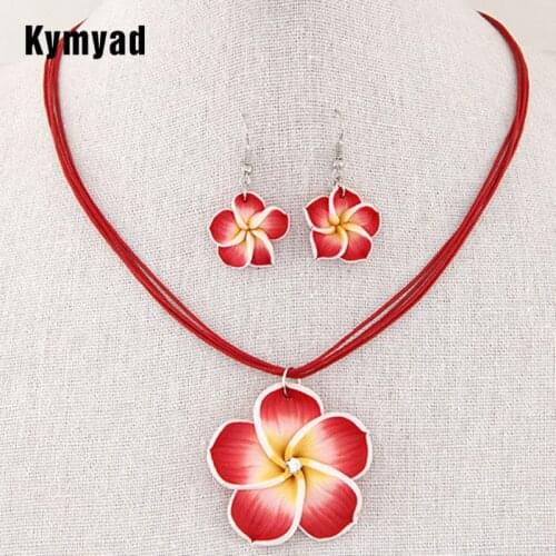 Kymyad Bohemia Jewelry Set For Women Jewelry Bijoux Femme Flower Necklace Earrings Set Colorful Rope Chains Jewelry Sets