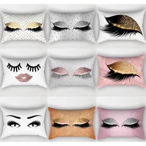 2019 New Creative Eyelash Polyester Pillow Case Waist Throw CushionCover Home