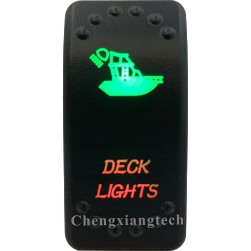 12v 24v, On Off, Up Green & Down Red Led Backlit - Deck Lights - Laser Rocker Switch for Car Boat Truck Bus Push Switch