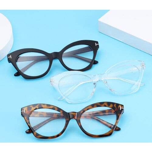 HD Blue Light Blocking Glasses Frame Women Fashion Optical Spectacle Frames Men Vintage Cat Eye Decorative Eyeglasses 2021 New