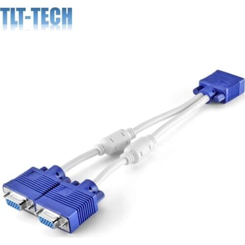 VGA Splitter Cable (1 Feet 0.3 Meters) 1 Male to 2 Female 15 Pin VGA Monitor Adapter Y Cable Cord Screen Duplication