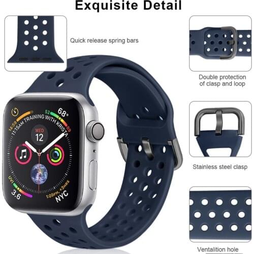 Strap For Apple Watch band 38mm 42mm iWatch 4 band 44mm 40mm Sport Silicone belt Bracelet correa Apple watch 5 4 3 2 Accessories