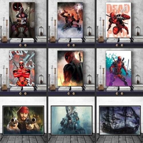Marvel Deadpool Watercolor Canvas Painting Superhero Avengers Prints and Posters Wall Art Pictures for Living Room Decor Cuadros
