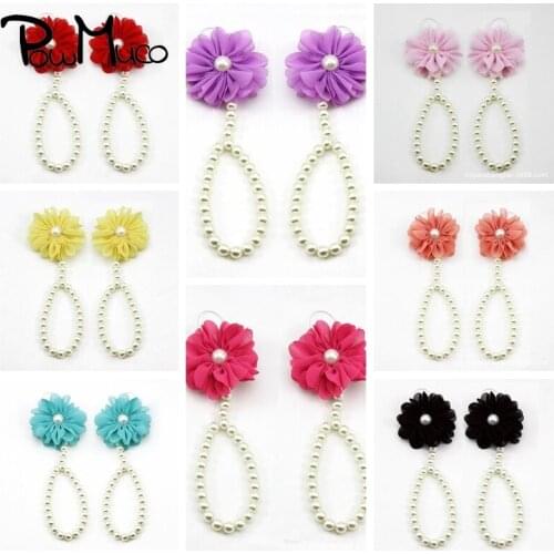 Powmuco Toddler Solid Color Floral Barefoot Sandal Baby Elastic Band with Foot Flowers DIY Accessories Birthday Gift Photo Props