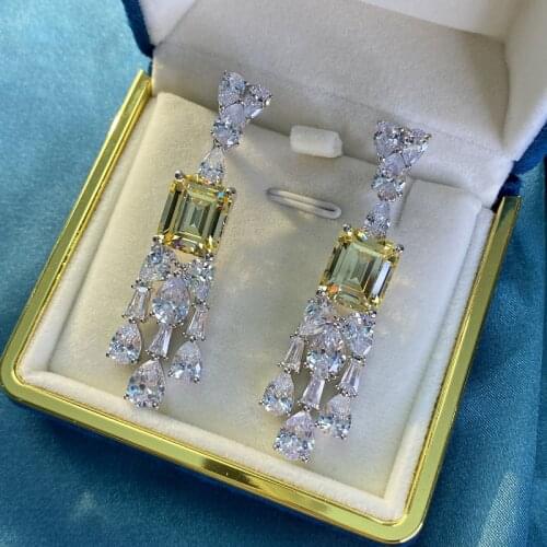 Sparking Dangle Earrings 925 Sterling Silver Moissanite Long Drop Earrings for Women exquisite high-end Wedding Fine Jewelry