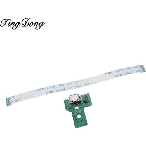 TingDong USB Charging Port Board With 12 Pin Flex Cable For JDS-030 PS4 Controller