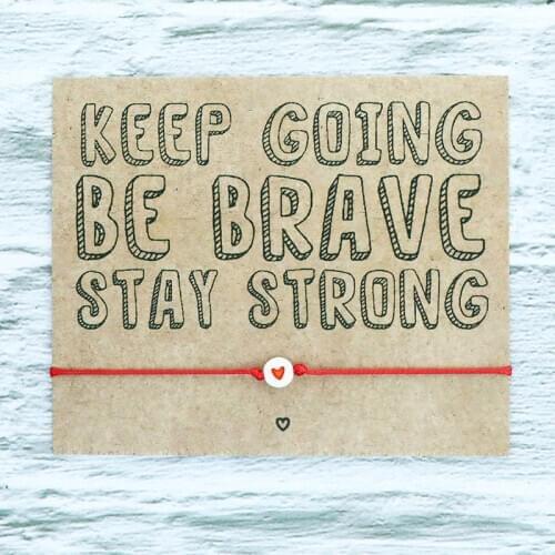 Keep Going Be Brave Wish Bracelet Cute Red Heart Bracelet Mental Health Awareness Gift for Women Men Friendship Incentive Gift