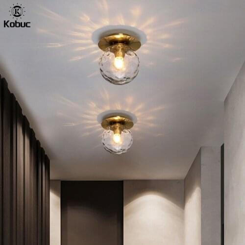 Kobuc Modern Corridor Ceiling Lights Nordic Creative Round Glass Ball Ceiling Lamp Black Gold Christmas Decorations For Home