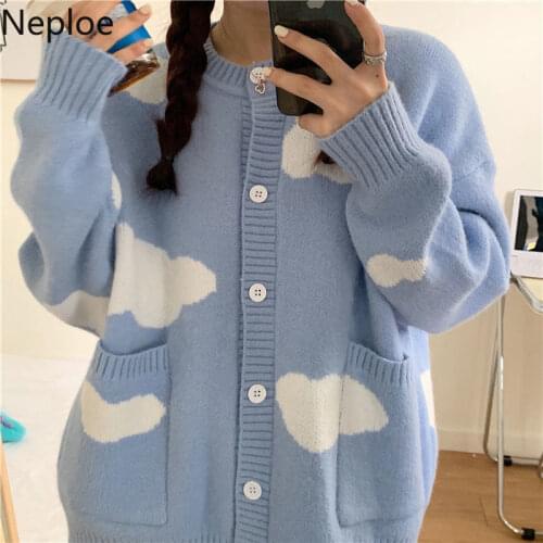Neploe Korean Sweater Winter Cardigan Fall 2021 Women Clothes Knit Cute Sweater Loose Oversized Harajuku Cardigans Sueter Coats