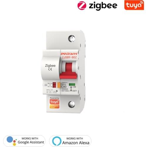 Tuya Zigbee 3.0 Smart Circuit Breaker Remote Control 1P 2P 220V/400V IoT Air Switch Compatible Alexa Echo Google Assistant IFTTT