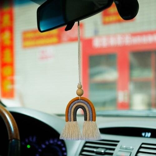Car Interior Decoration Pendant Woven Rainbow Shape Home Wall Door Auto Rearview Mirror Decor Accessories Rainbow Pendant