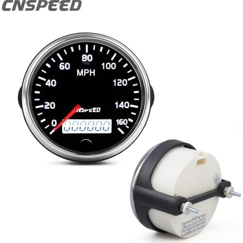Universal Speedometer 12V 24V 85mm 160MPH Speed Gauge Meter With White/Amber Backlight With LCD For Motor Car Truck Boat
