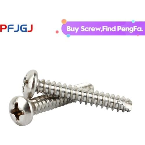 Peng Fa 304 stainless steel round head cross cut tail tapping screw yb845 slotted flat tail tapping screw M3M4